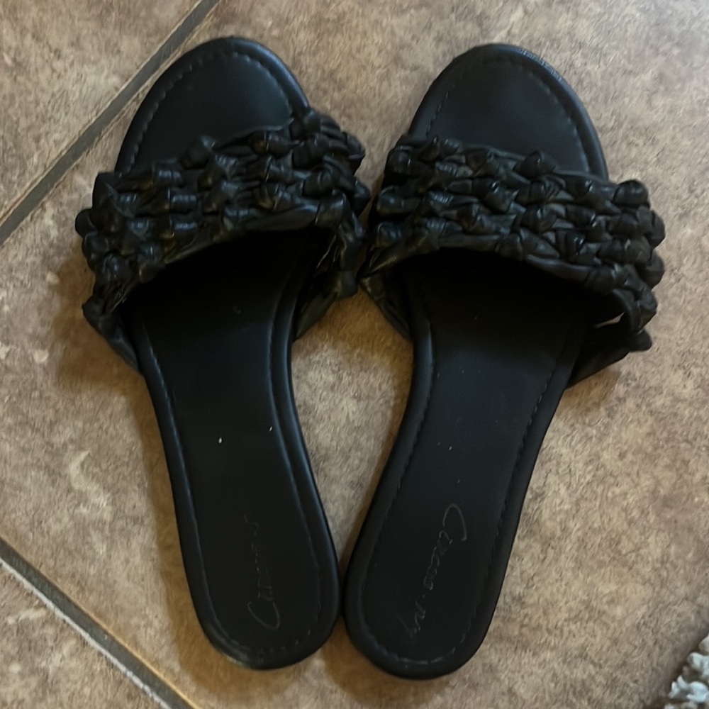 Circus by Sam Edelman Black Braided Leather Slides 🌵9.5